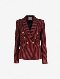 PINKO Incudine striped double-breasted wool-twill blazer at Selfridges